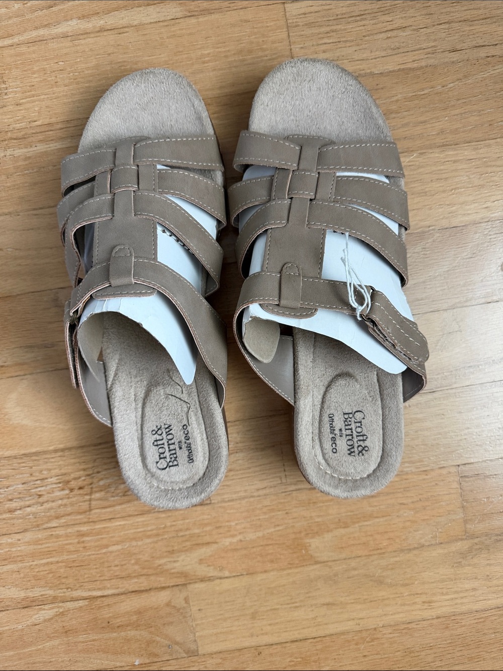 croft & barrow Taupe Strappy Slide Sandals
